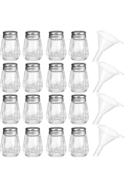 Generic 12 Pcs 0.5 oz Mini Salt and Pepper Shakers Silver with Funnels Bulk