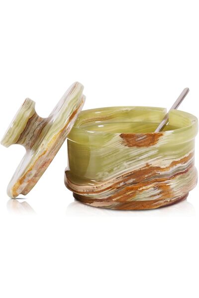 Generic Marble Salt Cellar with Lid, 3.5" Green Salt Box, Spice Containers & ...