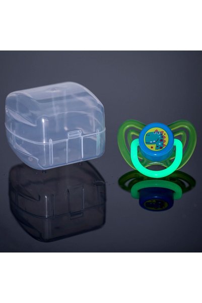 OEM Suzeta din Silicon Glow in The Dark Verde Albastra Dinozaur cu Cutie 0-6 ...
