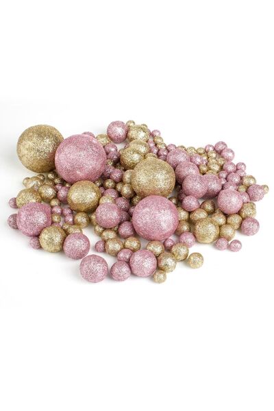 OEM Globuri din Spuma Roz Bej cu Glitter Decorative de Craciun - 60g