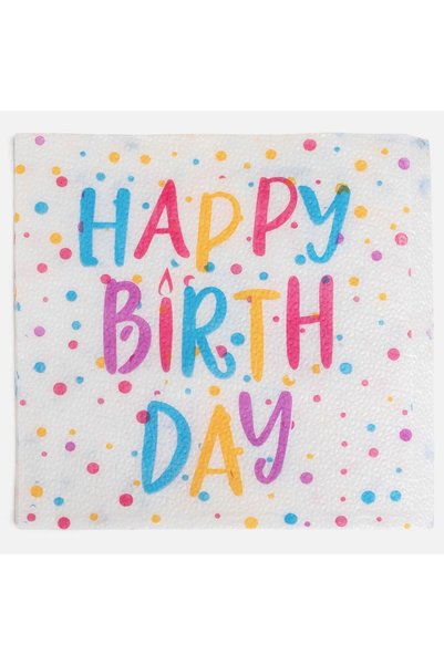 OEM Set 80 Servetele de Petrecere cu 1 Strat Albe cu Baloane Happy Birthday 3...
