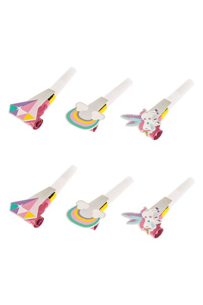 OEM Suflatori de Petrecere Unicorn Curcubeu - 6buc