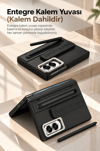 bbtech Samsung Galaxy Z Fold 8 ile Uyumlu MagSafe Manyetik Özellikli Entegre Kalem ve Ekran Koruyuculu Premium Kılıf