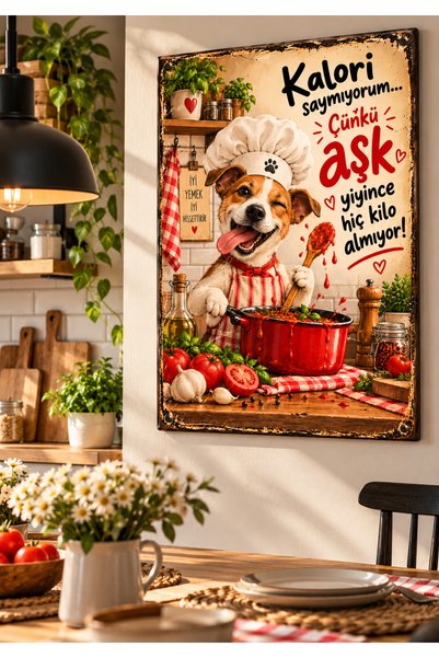 OAKY Life Mutfakta Aşk Temalı Dekoratif Duvar Tabloları, Retro Vintage Hayvan...
