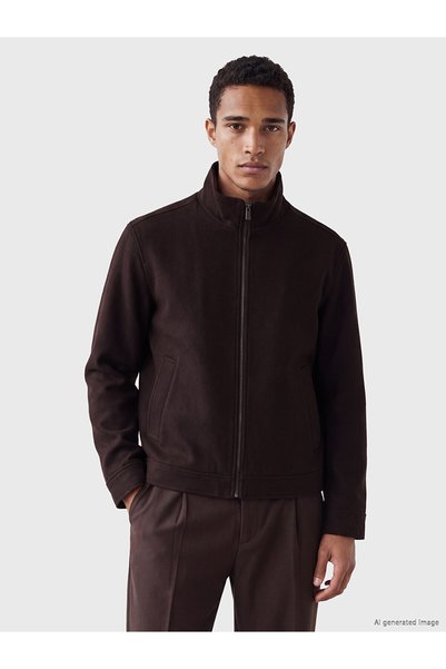 LC Waikiki Lcw Vision Brown Flat Standard & Regular Men's Coat with Nevavm Di...