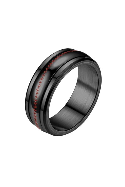 Be Special Inel antistres negru din inox cu dunga rosie 22,2 mm (13 US) 70 mm...