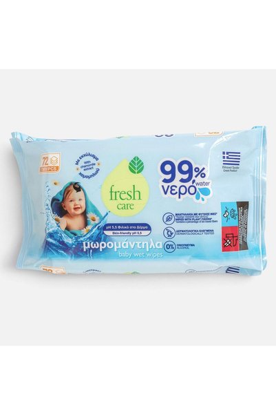 OEM Υγρά μαντηλάκια με 99% νερό και εκχύλισμα χαμομηλιού για μωρά - 72 τεμάχια
