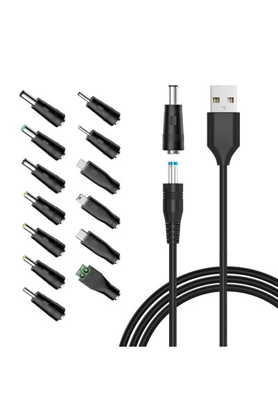 GENERAL كابل طاقة عالمي 5 فولت تيار مستمر مع 13 قابس محول USB إلى DC للشحن