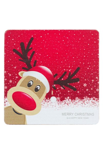 OEM Christmas Glass Holder MDF Deer 11x11cm