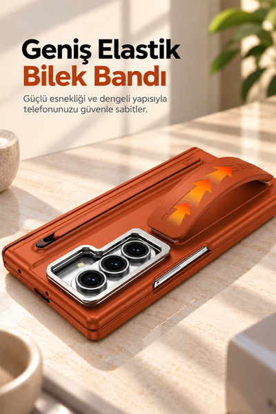 bbtech Samsung Galaxy Z Fold 7 ile Uyumlu MagSafe Manyetik Özellikli Standlı Entegre Kalem ve Ekran Koruyuculu Premium Kılıf