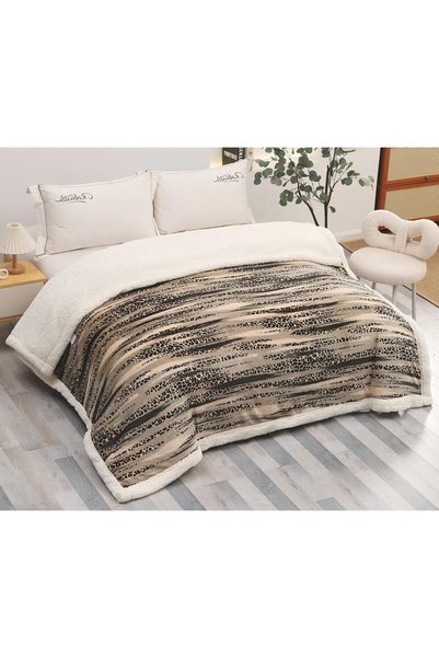 East Comfort Κουβέρτα CHIRASO, 200x230cm, χοντρή, απαλή, ανοιχτό καφέ