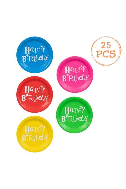 OEM Farfurii de Petrecere Colorate Happy Birthday 18cm - 25buc