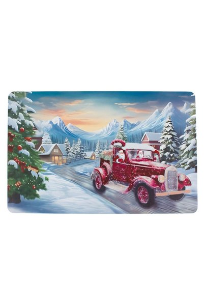 OEM Suport Farfurie de Craciun Mos Craciun cu Camion 43.5x28.5cm