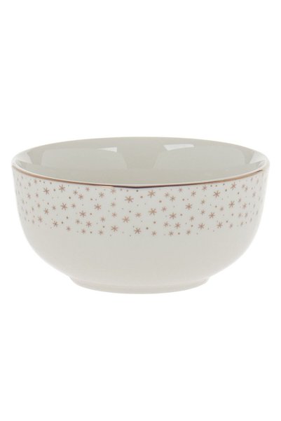 OEM White Porcelain Christmas Bowl with Gold Foil Stars 500ml