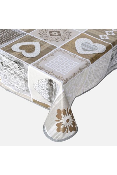 OEM Fata de Masa Plastifiata Tiles cu Inimi din Lemn 180x140cm