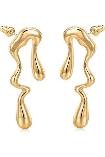 Generic Gold Earrings for Women, 14K Gold Plated Chunky Gold Earrings, Hypoal...
