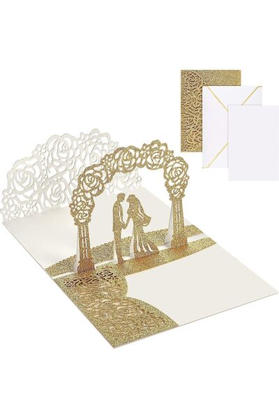 Generic Wedding Pop Up Card, Wedding Card, Handmade 3D Greeting Cards with Ro...