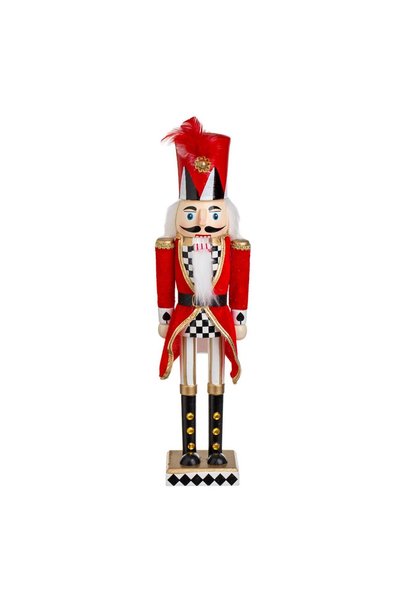 OEM Christmas Decoration Wooden Soldier with Red Velvet Uniform Feathers & Sc...