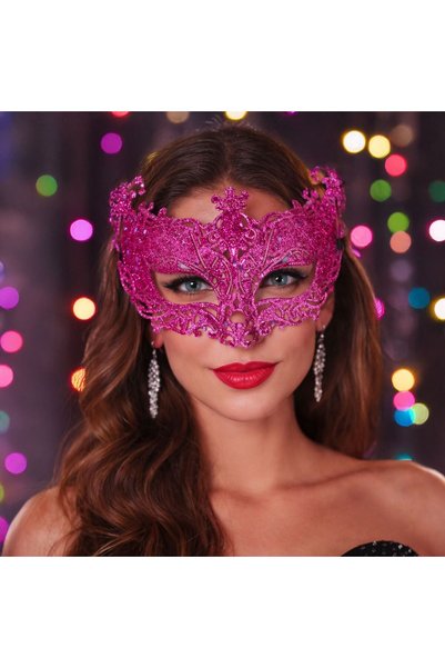 OEM Masca Carnaval Fucsia cu Glitter pentru Femei