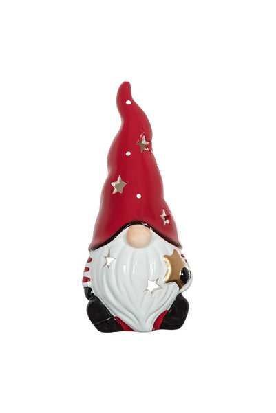 OEM Felinar Ceramic de Craciun Figura Gnome cu Stea pentru Lumanare Pastila 8...