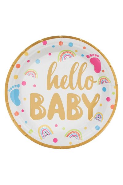 OEM Farfurii din Carton pentru Petrecerea Bebelusului Baby Shower Albe Folie ...