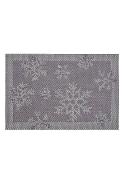 OEM Suport din PVC de Craciun Gri Fulgi pentru Farfurii 45x30cm