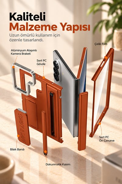 bbtech Samsung Galaxy Z Fold 8 Ultra ile Uyumlu MagSafe Manyetik Özellikli Standlı Entegre Kalem ve Ekran Koruyuculu Premium Kılıf