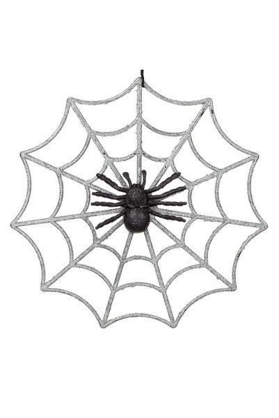 OEM Panza Decorativa de Halloween Glitter Argintiu cu Paianjen Negru 29x29cm