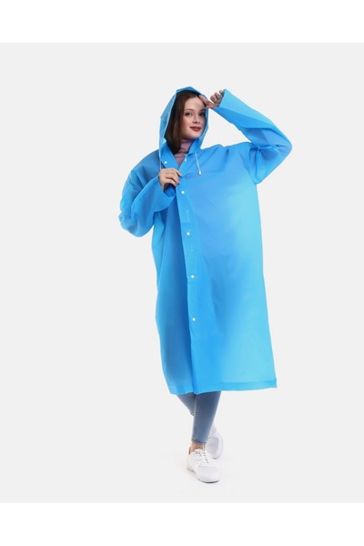 YEB Women's Men's Raincoat with Umbrella Hood and Snap Fasteners