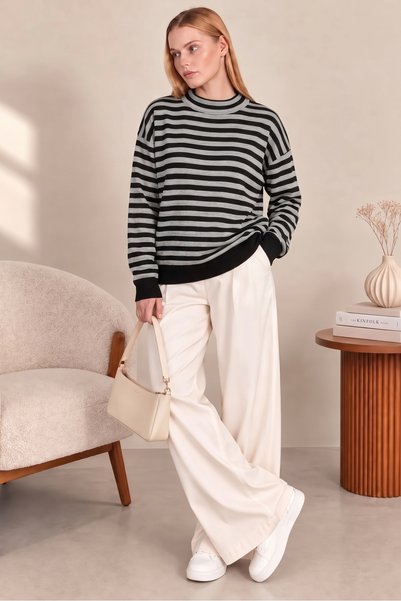 VARENZEA New Season Women's Striped Patterned Relax Fit Comfortable Cut Soft ...