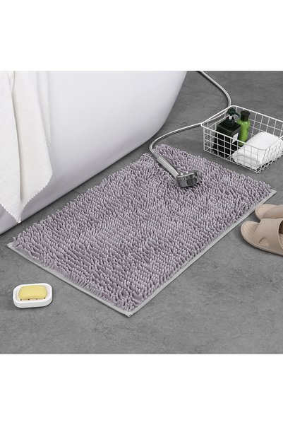 Choice 500MMx800MM light gray Chenille bath mat rectangular bath blanket fluf...