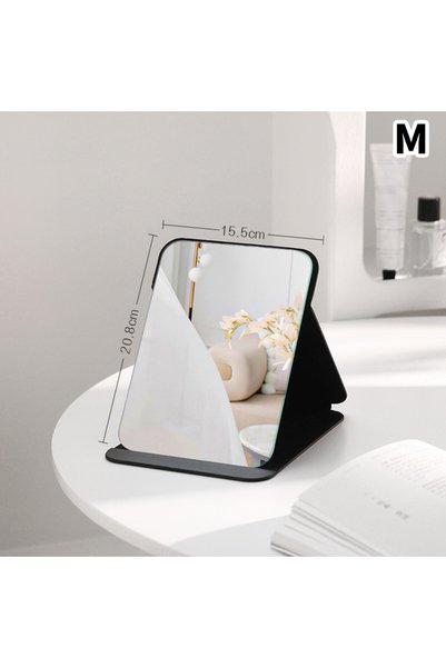 Choice M Desktop Makeup Mirror Solid Color PU Leather Simple Portable Handhel...