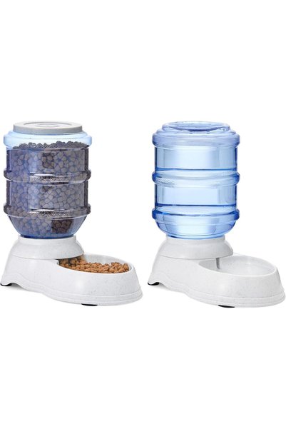 Generic Amazonbasics large gravity pet food feeder and water dispenser bundle
