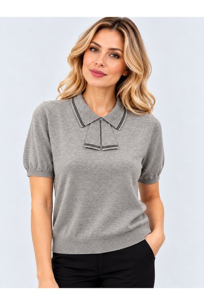 Okçu Triko كارديجان نسائي مخطط بأزرار 27K12383-06