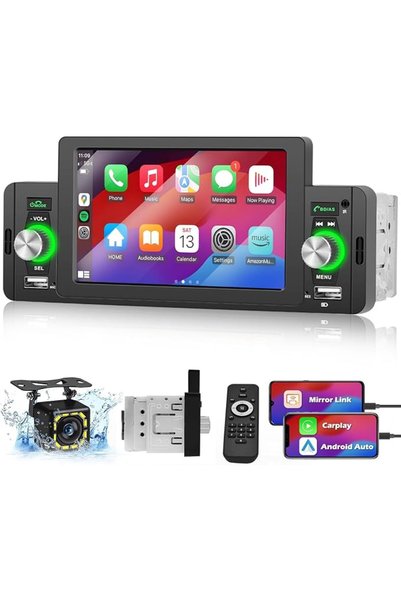 NALACAL راديو سيارة مفرد DIN مزود بنظامي Apple CarPlay و Android Auto - شاشة ...