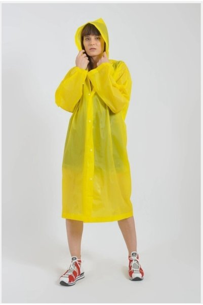 YEB Women's Men's Raincoat with Umbrella Hood and Snap Fasteners