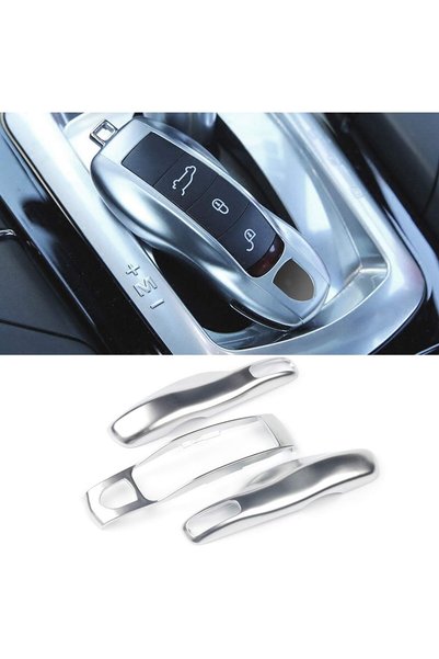 Generic 3PCS Remote Key Covers Compatible with Porsche, Glossy Silver Key Fob...