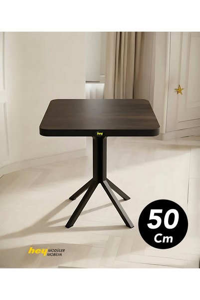 hey modüler mobilya 50 Cm Ürgüp Kare Aral Ceviz Balkon Masası Yan Sehpa Mutfa...