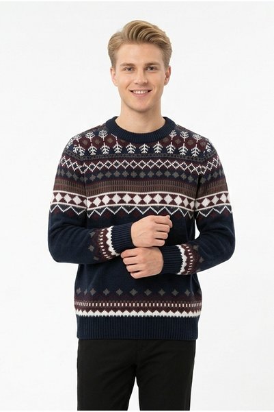 TARZIM SPOR GİYİM Men's Mixed Patterned Crew Neck Long Sleeve Thick Winter Ca...