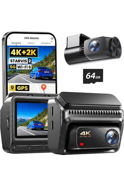 Generic كاميرا لوحة القيادة Z60 ماستر بدقة 4K+2K أمامية وخلفية، مع تقنية STAR...