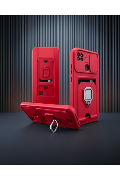 teknodayım Xiaomi Redmi 9C Case Zuma Silicone with Business Card Ring - Green