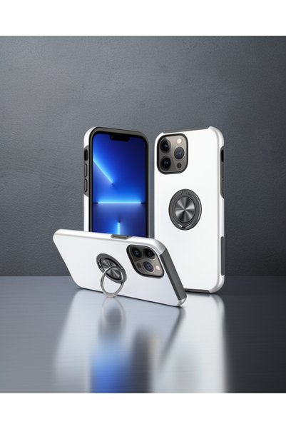 teknodayım Apple iPhone 13 Pro Case Elite Ring Cover - Silver