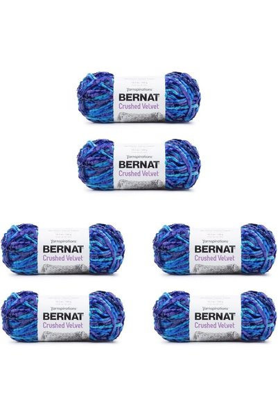 Generic Crushed Velvet Blue Brilliance Yarn - 6 Pack of 300g/10.5oz - Polyest...