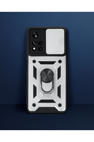 teknodayım Xiaomi Poco M4 Pro 5g Case with Pars Lens Ring Silicone - Silver