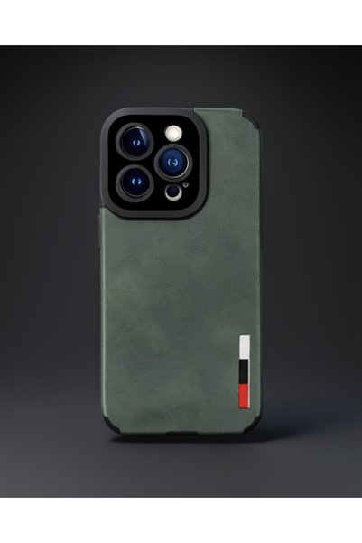 Generic Brand Apple iphone 14 pro max case loop leather silicone - green
