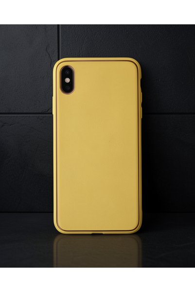 teknodayım Apple iPhone XS Max Case Coco Leather Silicone Cover - Yellow