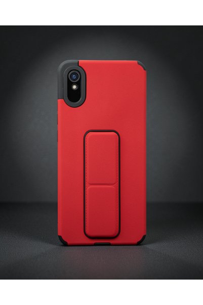 teknodayım Xiaomi Redmi 9A Case Mega Silicone with Stand - Red