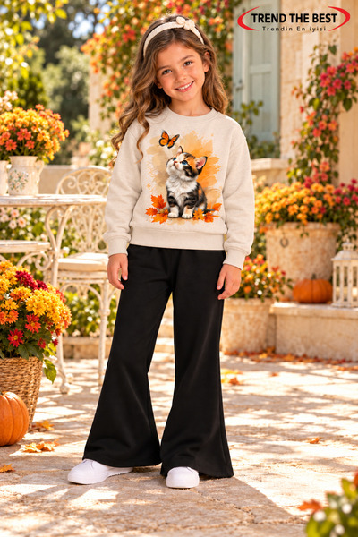 TREND THE BEST Trendin En İyisi Winter, Spring, and Autumn Girls' Black Spani...