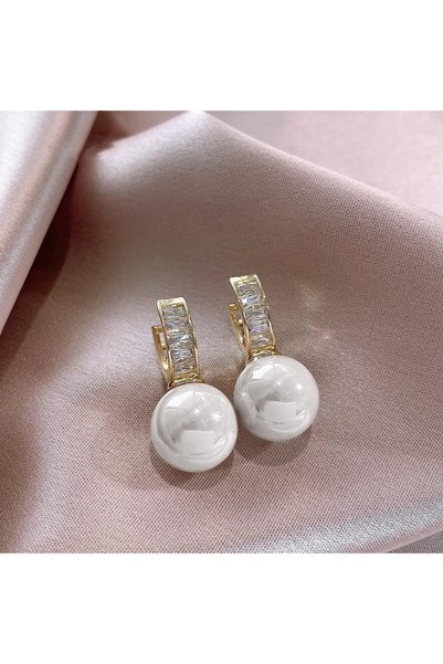 Choice E2671 Huitan Sweet Pink/White Imitation Pearl Earrings for Women Gold ...