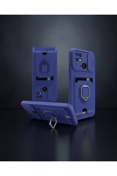teknodayım Xiaomi Redmi 10C Case Zuma Silicone with Business Card Ring - Navy...